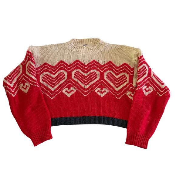 Free People Sweaters - Free People Heart Knit Mock Neck Pullover Sweater L Wool Alpaca